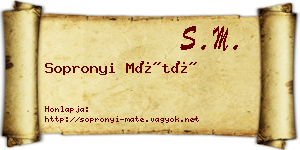 Sopronyi Máté névjegykártya
