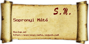 Sopronyi Máté névjegykártya