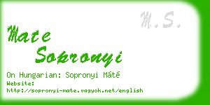 mate sopronyi business card