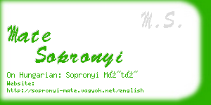 mate sopronyi business card